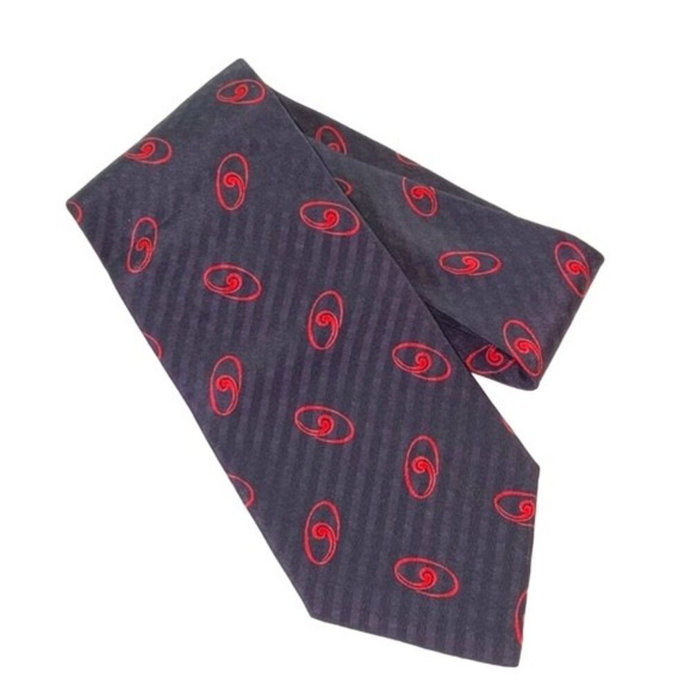 VTG Giorgio Armani Silk Neck Tie Cravatte Cravat Navy Blue Red Swirl Abstract